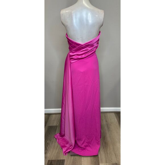 Halston Brigette Crêpe Strapless Gown In Hibiscus US 6 $645 - Picture 7 of 9
